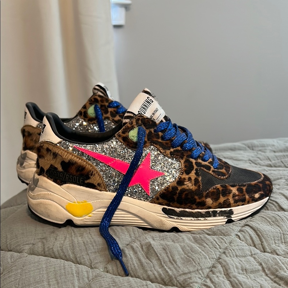 Golden Goose Brown and Pink Sneakers with Chunky Design